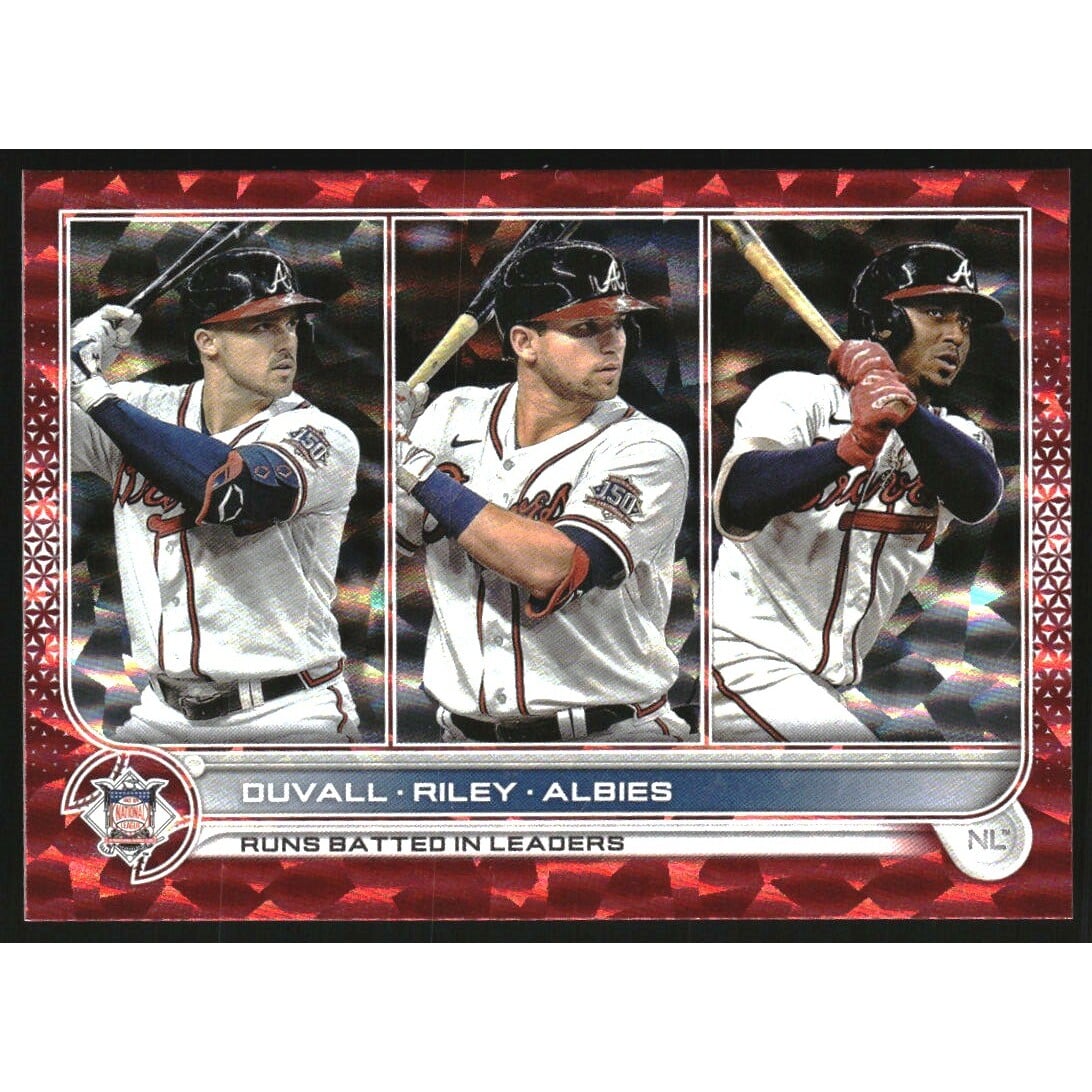 2022 Topps Red Foilboard #181 Adam Duvall/Austin Riley/Ozzie Albies LL. rookie card picture