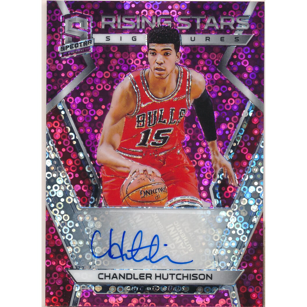 2018-19 Panini Spectra Rising Stars Signatures Neon Pink #28 Chandler Hutchison. rookie card picture