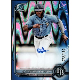 2022 Bowman Chrome Prospect Autographs Blue RayWave Refractors #CPAEC Estanli Castillo