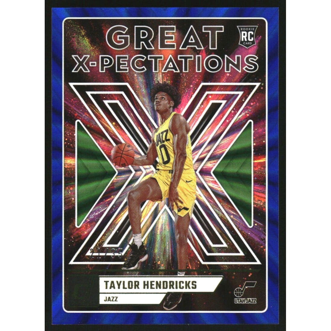 2023-24 Donruss Great X-Pectations Holo Blue and Green Laser #9 Taylor Hendricks. rookie card picture