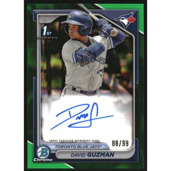 2024 Bowman Chrome Prospect Autographs Green Lava Refractors #CPADGN David Guzman