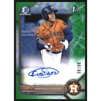 2022 Bowman Chrome Prospect Autographs Green Refractors #CPAEV Enmanuel Valdez