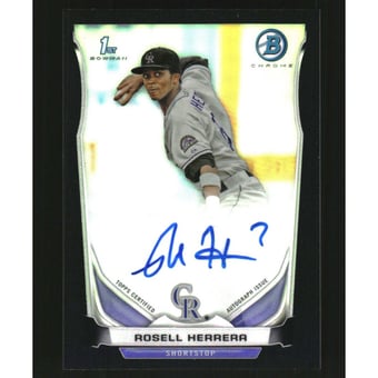 2014 Bowman Chrome Prospect Autographs Black Refractors #BCAPRH Rosell Herrera