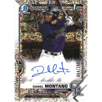 2021 Bowman Chrome Prospect Autographs Speckle Refractors #CPADM Daniel Montano