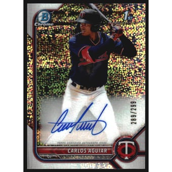 2022 Bowman Chrome Prospect Autographs Speckle Refractors #CPACA Carlos Aguiar