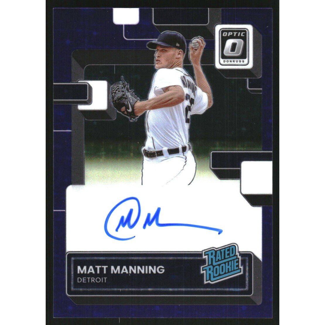 2022 Donruss Optic Rated Rookies Signatures Purple Stars #3 Matt Manning/49. rookie card picture