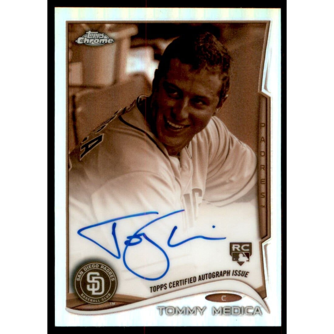 2014 Topps Chrome Rookie Autographs Sepia Refractors #198 Tommy Medica. rookie card picture