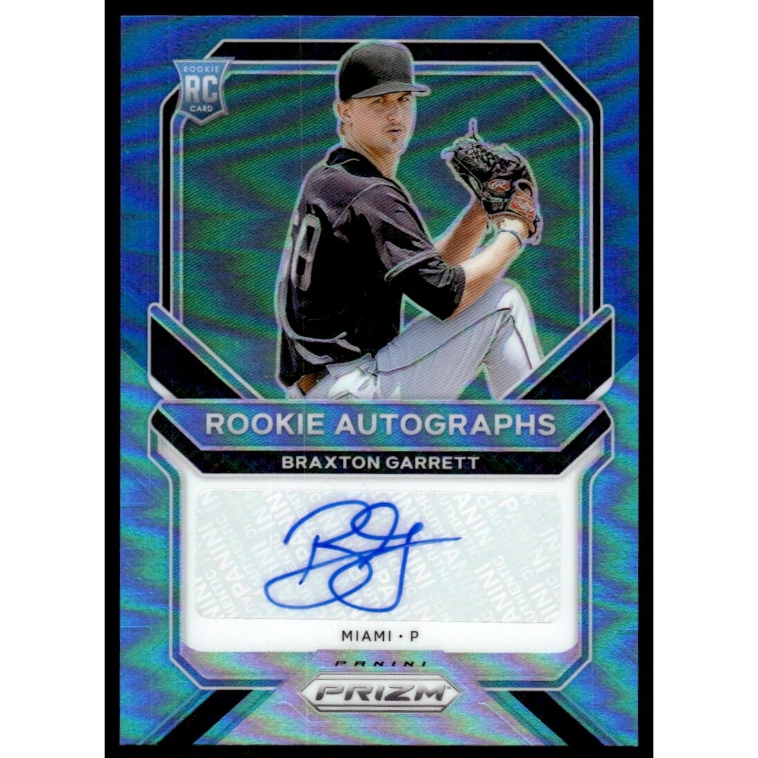 2021 Panini Prizm Rookie Autographs Prizms Navy Blue Carolina Blue #34 Braxton Garrett/25. rookie card picture