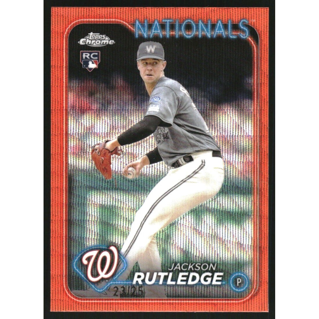 2024 Topps Chrome Orange Wave Refractors #42 Jackson Rutledge. rookie card picture