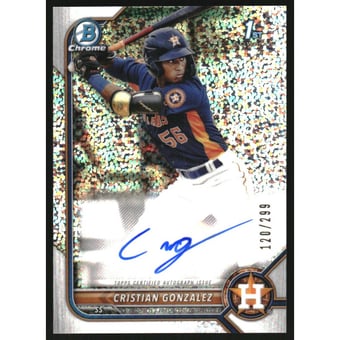 2022 Bowman Chrome Prospect Autographs Speckle Refractors #CPACG Cristian Gonzalez