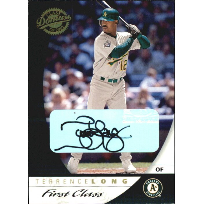 2001 Donruss Class of 2001 First Class Autographs #73 Terrence Long/100. rookie card picture