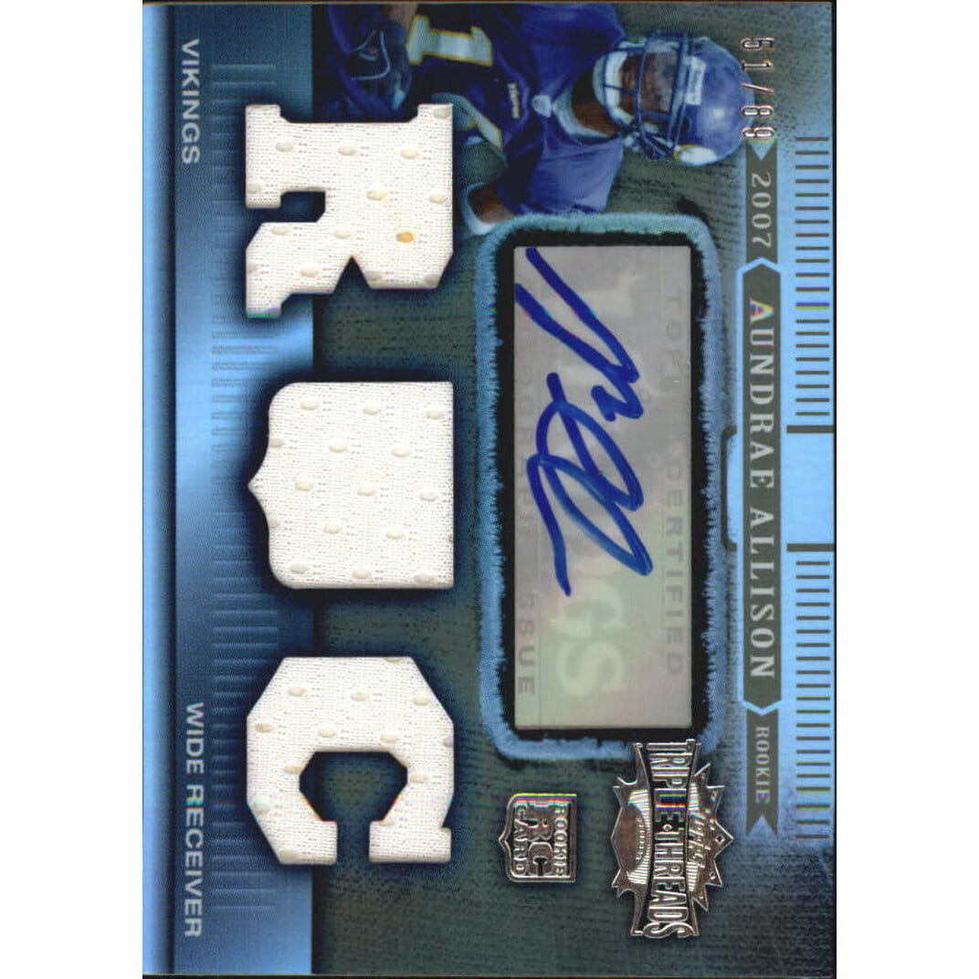 2007 Topps Triple Threads Sepia #128 Aundrae Allison JSY AU. rookie card picture
