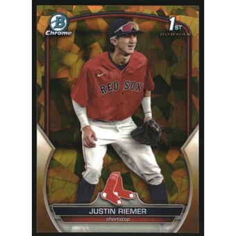 2023 Bowman Chrome Draft Sapphire Gold Refractors #BDC182 Justin Riemer