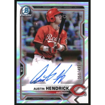 2021 Bowman Chrome Prospect Autographs Refractors #CPAAH Austin Hendrick