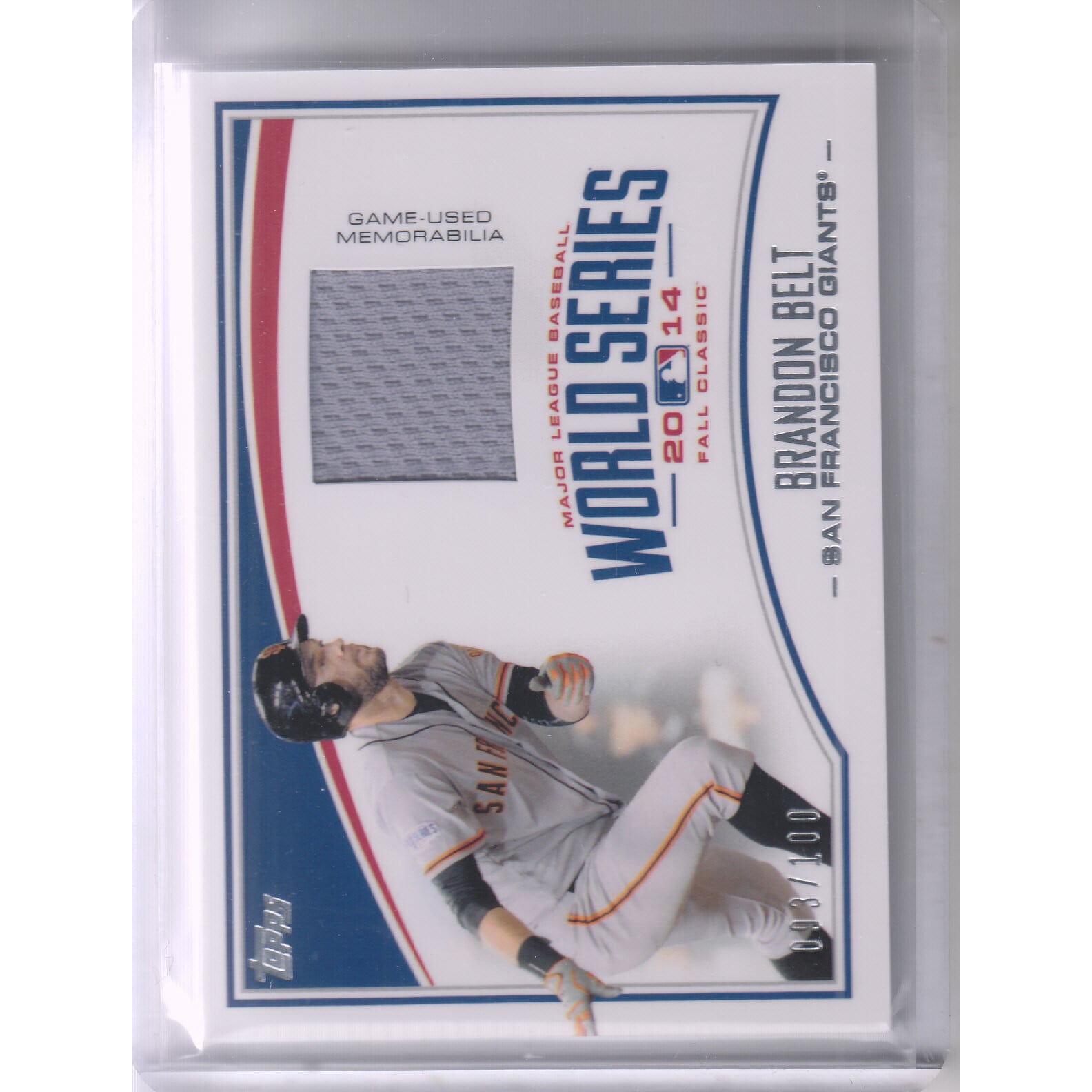 2015 Topps World Champion Relics #WCRBB Brandon Belt. rookie card picture