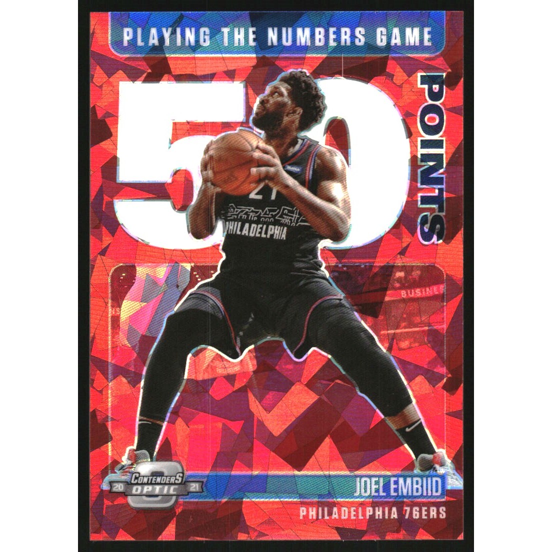 2020-21 Panini Contenders Optic Playing the Numbers Game Red Cracked Ice #6 Joel Embiid 2020-21 Panini Contenders Optic Playing the Numbers Game Red Cracked Ice #6 Joel Embiid