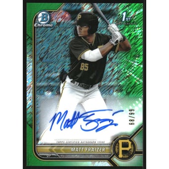 2022 Bowman Chrome Prospect Autographs Green Shimmer Refractors #CPAMF Matt Fraizer
