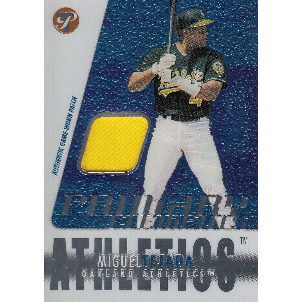 2003 Topps Pristine Primary Elements Patch Relics #MT Miguel Tejada. rookie card picture