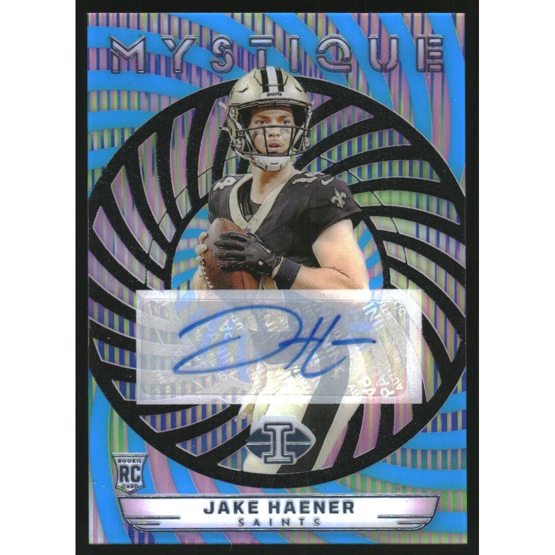 2023 Panini Illusions Mystique Autographs Light Blue #13 Jake Haener. rookie card picture