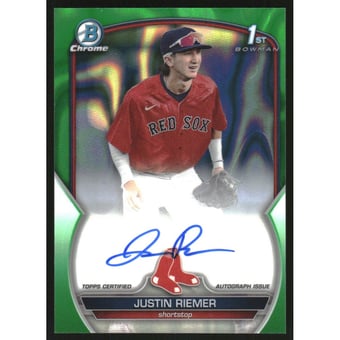 2023 Bowman Chrome Draft Autographs Green Lava Refractors #CDAJRI Justin Riemer