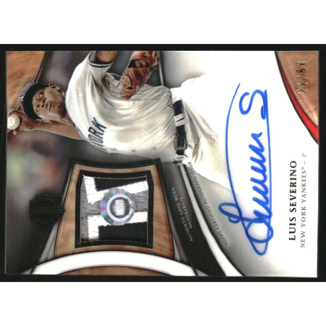 2018 Topps Tribute Autograph Patches #TAPLS Luis Severino. rookie card picture
