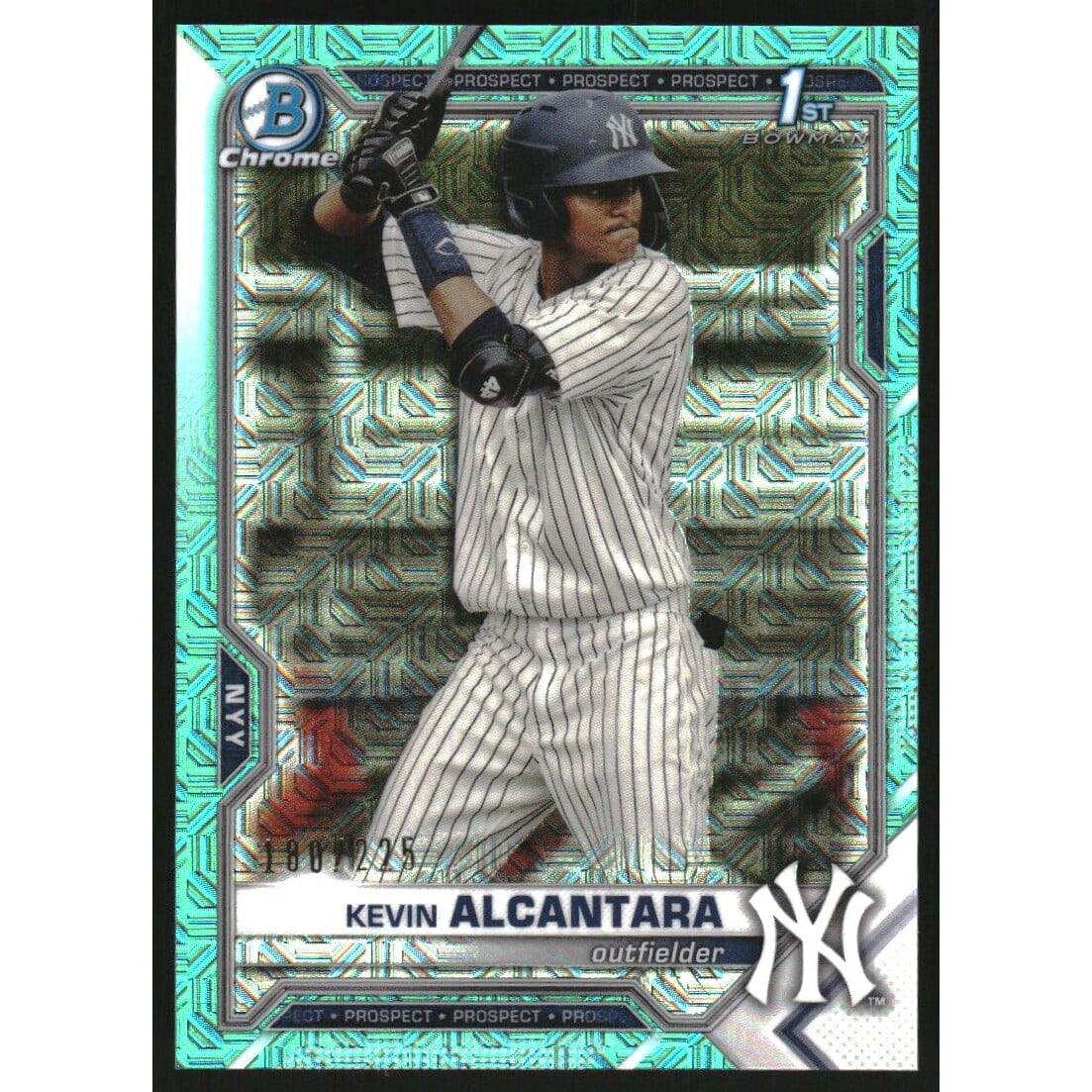 2021 Bowman Chrome Mega Box Prospects Aqua Refractors #BCP97 Kevin Alcantara. rookie card picture