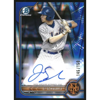 2022 Bowman Chrome Prospect Autographs Blue RayWave Refractors #CPAJS JT Schwartz