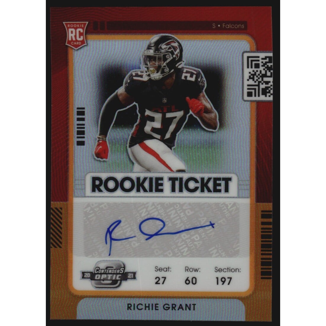 2021 Panini Contenders Optic Orange #197 Richie Grant AU. rookie card picture