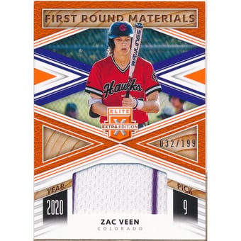 2020 Elite Extra Edition First Round Materials Orange #9 Zac Veen/199