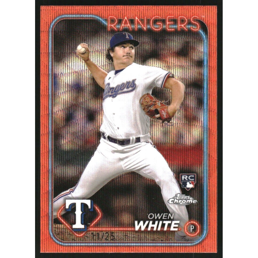 2024 Topps Chrome Orange Wave Refractors #211 Owen White. rookie card picture