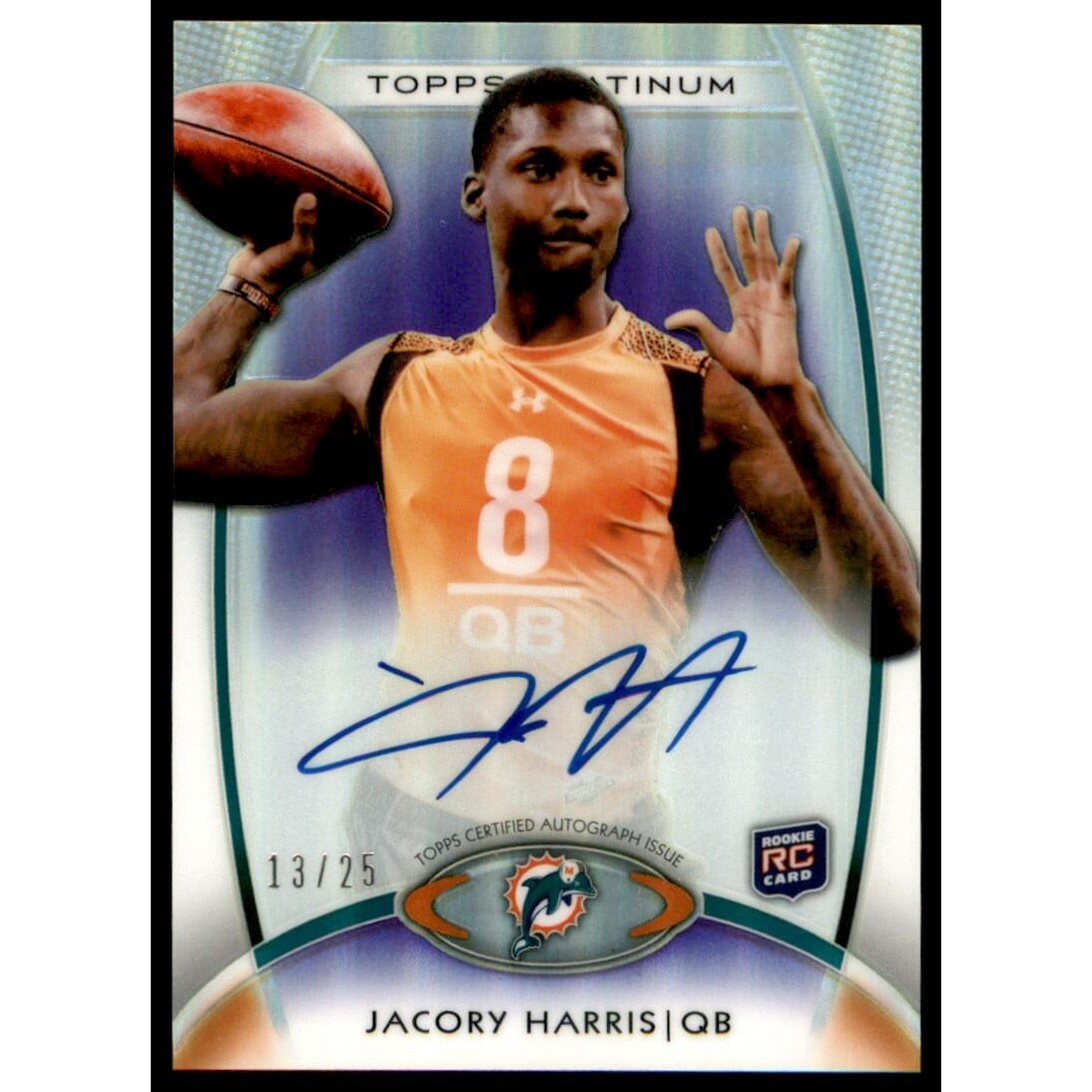 2012 Topps Platinum Rookie Autographs Purple Refractors #161 Jacory Harris. rookie card picture