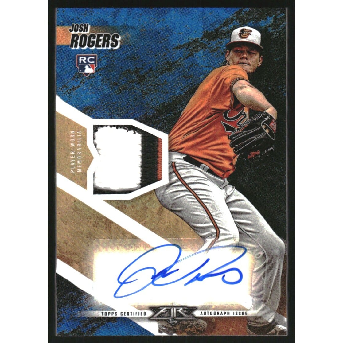 2019 Topps Fire Autograph Patches Blue #FAPJR Josh Rogers. rookie card picture