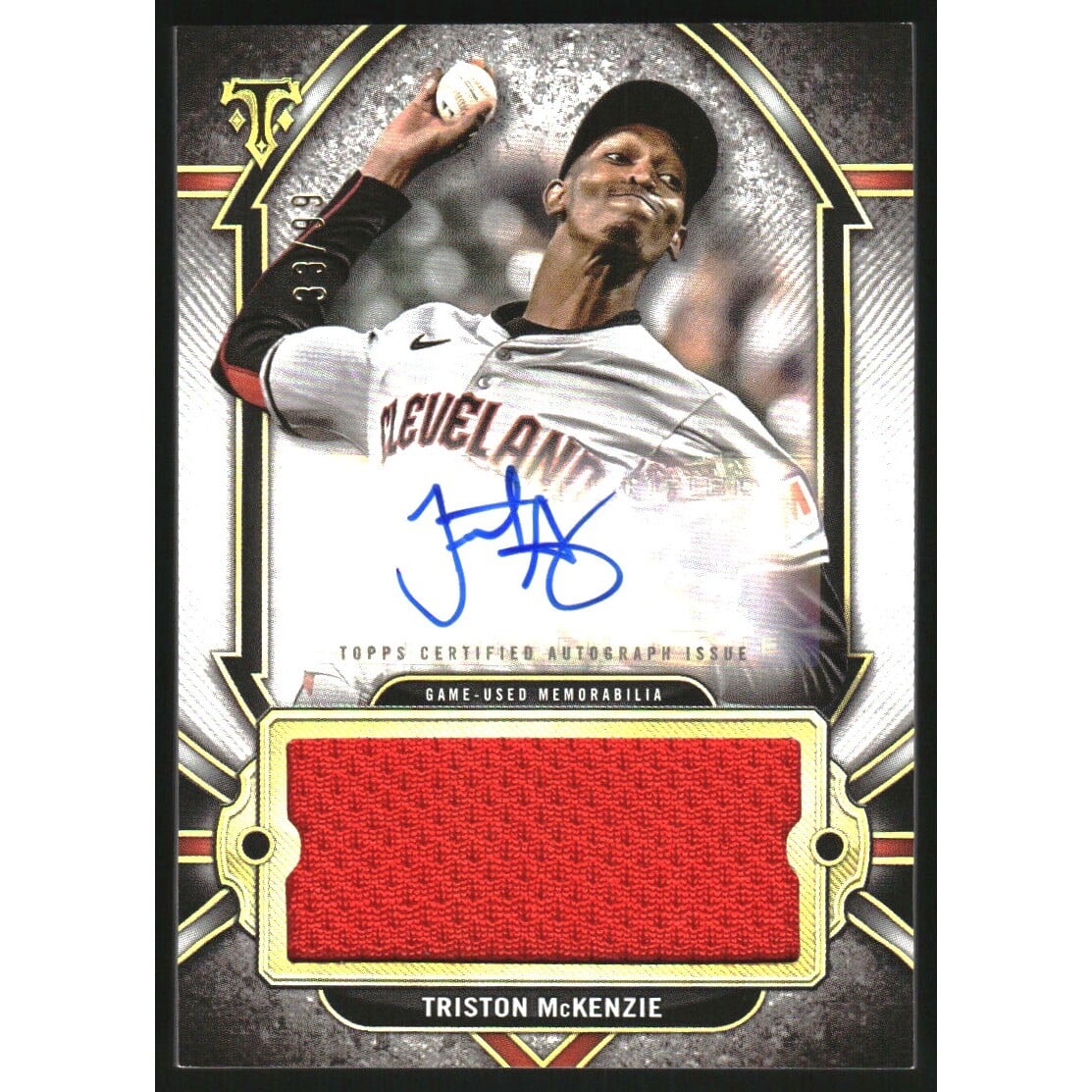 2024 Topps Triple Threads Autograph Single Jumbo Relics #AJRTM Triston McKenzie. rookie card picture