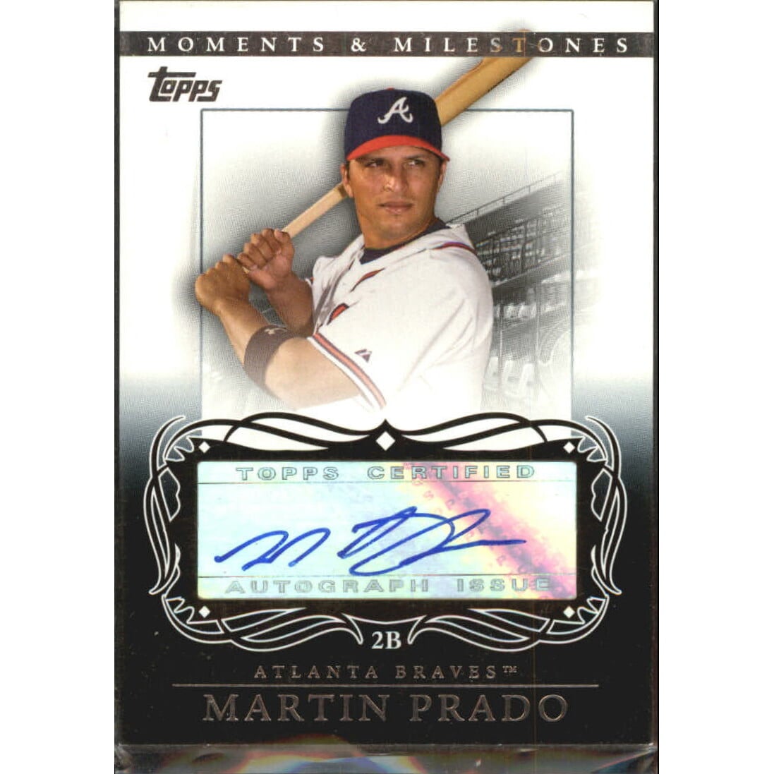 2007 Topps Moments and Milestones Milestone Autographs Black #MP Martin Prado. rookie card picture