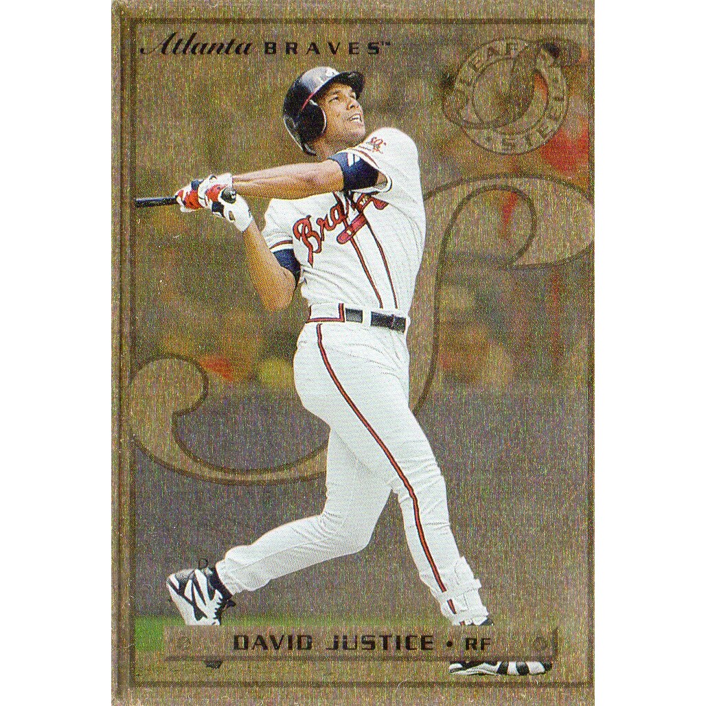 1996 Leaf Preferred Steel Gold #10 David Justice 1996 Leaf Preferred Steel Gold #10 David Justice