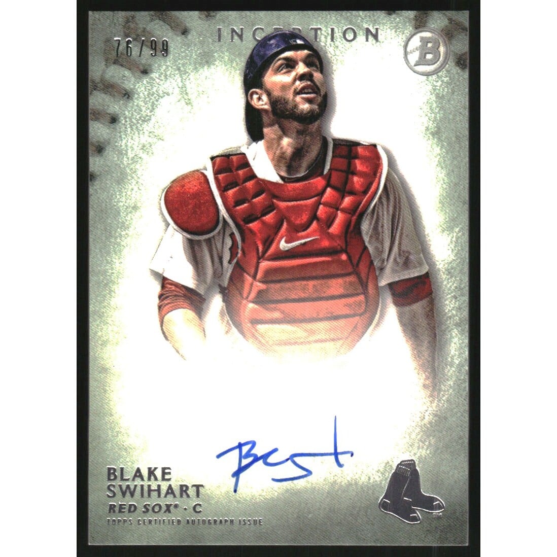 2015 Bowman Inception Prospect Autographs Green #PABSW Blake Swihart. rookie card picture