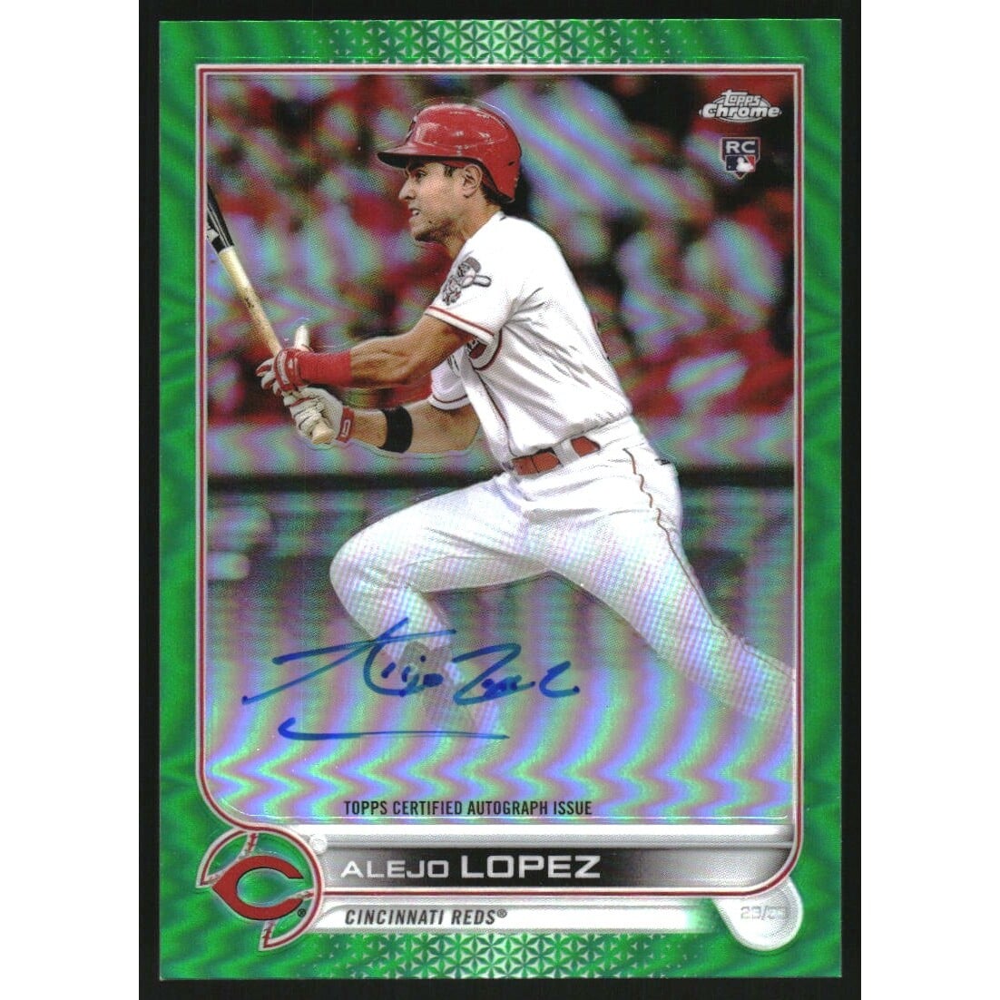 2022 Topps Chrome Rookie Autographs Green Refractors #RAAL Alejo Lopez. rookie card picture