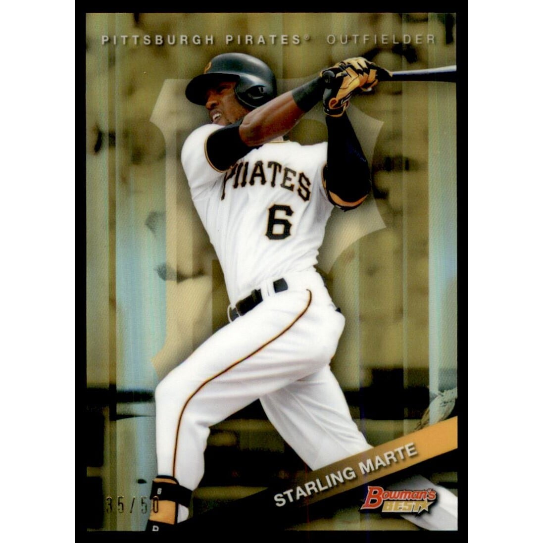 2015 Bowman's Best Gold Refractors #26 Starling Marte. rookie card picture