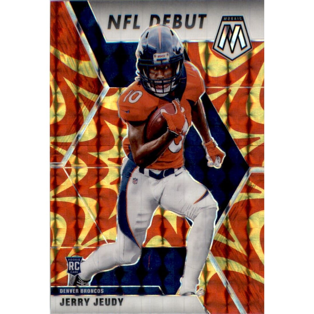 2020 Panini Mosaic Mosaic Reactive Gold #267 Jerry Jeudy DEB. rookie card picture