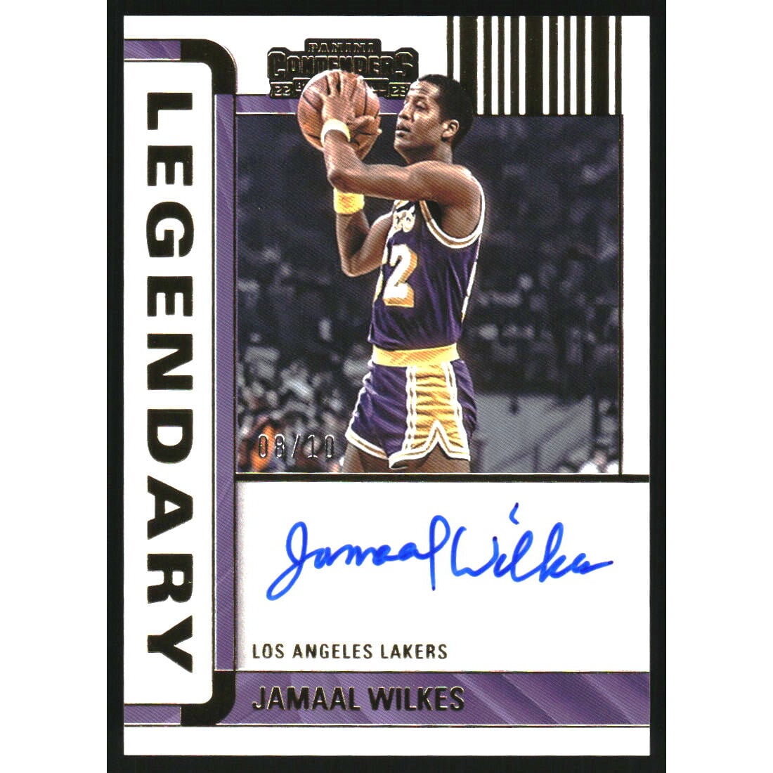 2022-23 Panini Contenders Legendary Contenders Autographs Gold #8 Jamaal Wilkes. rookie card picture