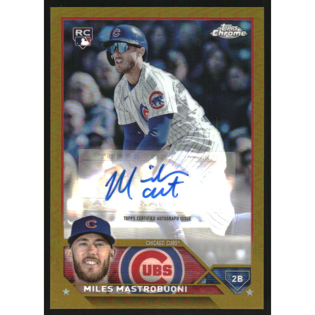 2023 Topps Chrome Update Autographs Gold Refractors #ACMMA Miles Mastrobuoni. rookie card picture