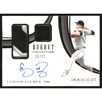 2019 Immaculate Collection Dugout Collection Dual Memorabilia Autographs #33 Carson Fulmer/25