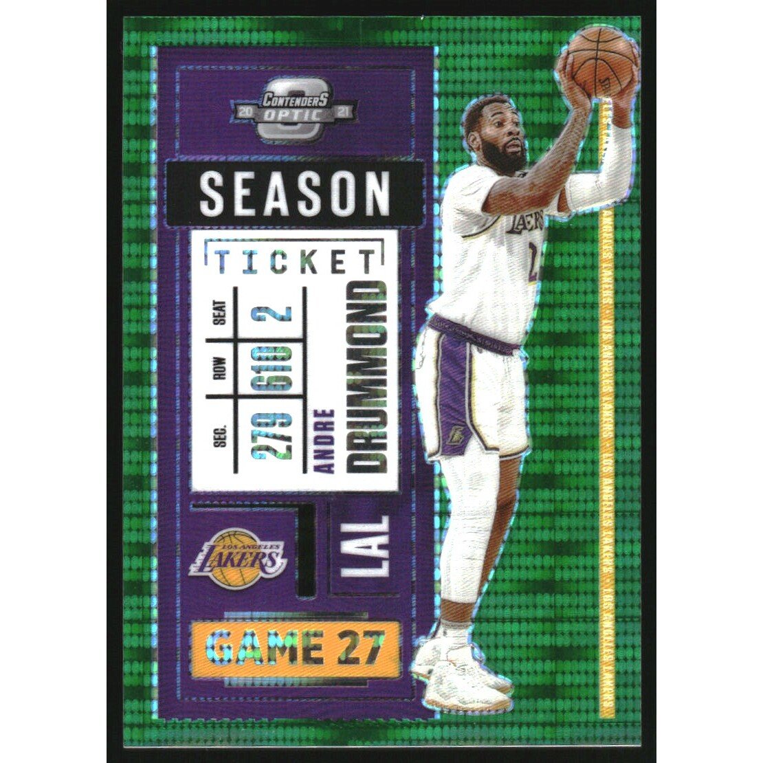 2020-21 Panini Contenders Optic Green Pulsar #79 Andre Drummond. rookie card picture