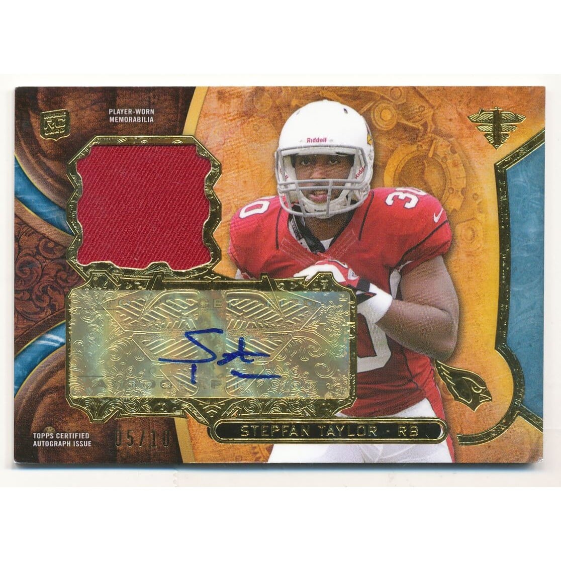 2013 Topps Triple Threads Rookie Autograph Relics Sapphire #TTRARST2 Stepfan Taylor. rookie card picture