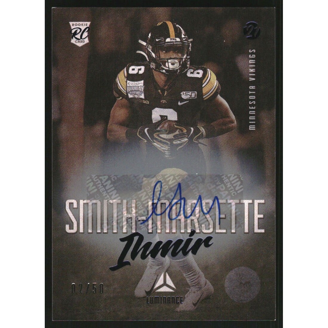2021 Panini Luminance Autographs Blue #141 Ihmir Smith-Marsette/50. rookie card picture