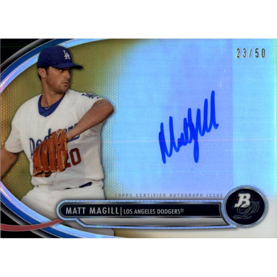 2013 Bowman Platinum Prospect Autographs Gold Refractors #MM Matt Magill. rookie card picture