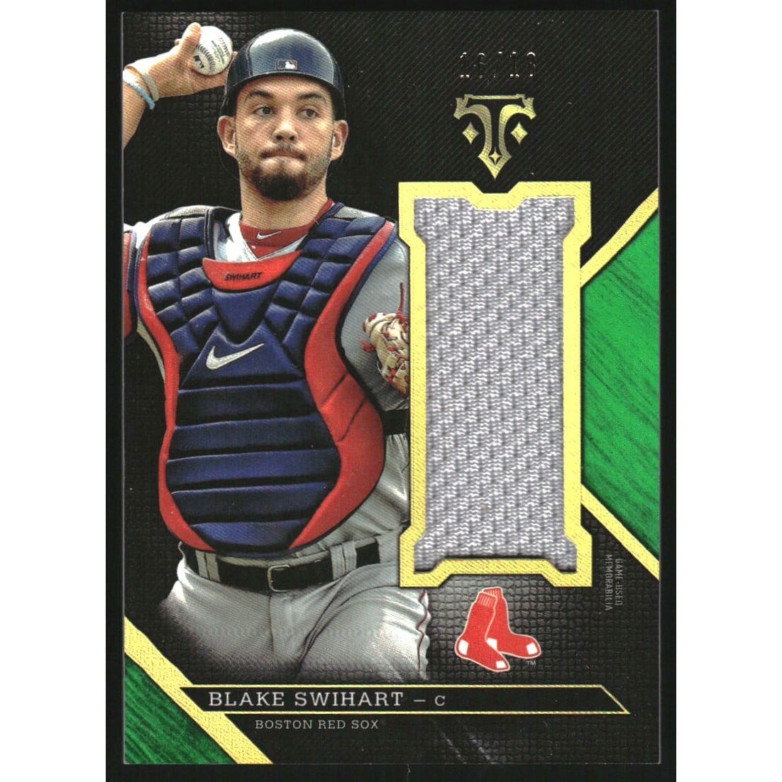 2016 Topps Triple Threads Unity Jumbo Relics Emerald #UJRBST Blake Swihart. rookie card picture