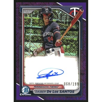 2024 Bowman Chrome Mega Box Autographs Purple Refractors #BMADD Daiber De Los Santos