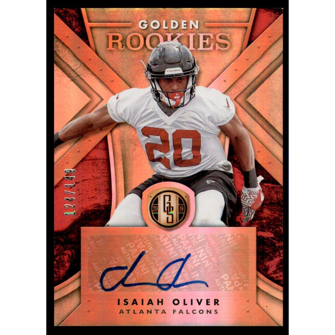 2018 Panini Gold Standard Golden Rookies Autographs #25 Isaiah Oliver/149. rookie card picture