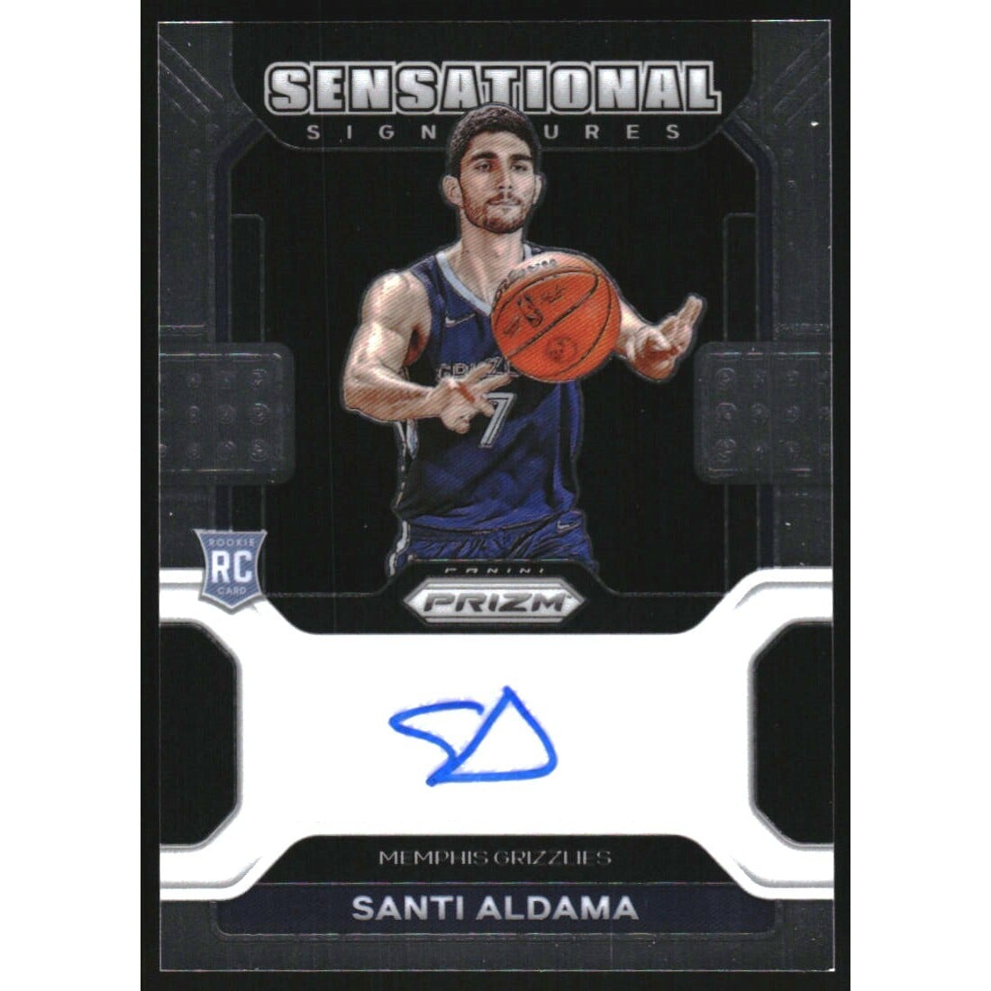 2021-22 Panini Prizm Sensational Signatures #80 Santi Aldama. rookie card picture